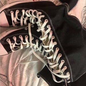 Classic Black and White Lace-Up Sneakers